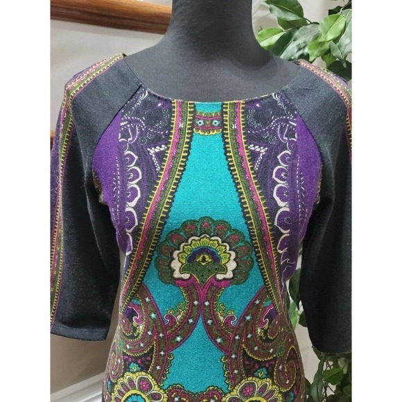 Charming Charlie Womens Multicolor Polyester Round Neck Knee Length Dress Size L - Picture 5 of 11